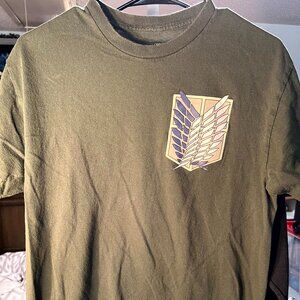 Attack on Titan Survey Corps 100% Cotton Dark Green Graphic Tee T-Shirt SZ Med